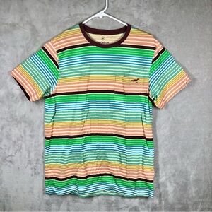 Coachella Festival Roadrunner T-Shirt Size M Green Brown Striped Music Funky Fun
